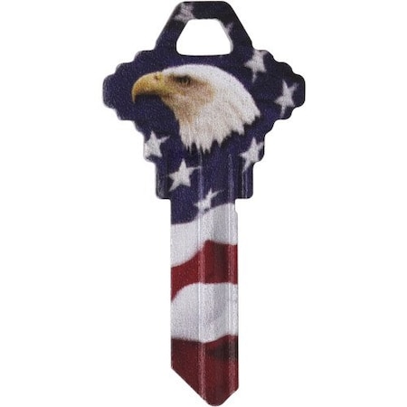 Hillman Wackey Flag & Eagle House/Office Universal Key Blank Single, 6PK 89909